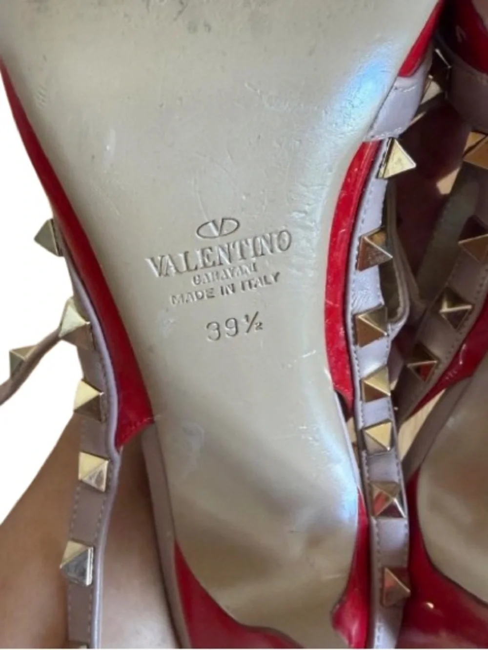 Valentino Rockstud Red Patent Leather Cage Pump
